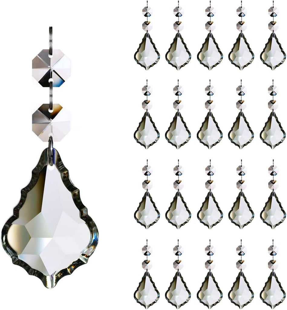 20pcs Crystal Chandelier Maple Leaf Prism Pendant Replacement Parts 50mm - Hanging Crystals Glass Beads for