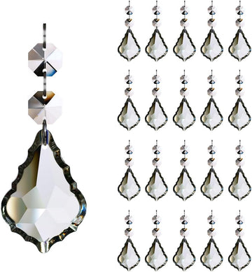 20pcs Crystal Chandelier Maple Leaf Prism Pendant Replacement Parts 50mm - Hanging Crystals Glass Beads for