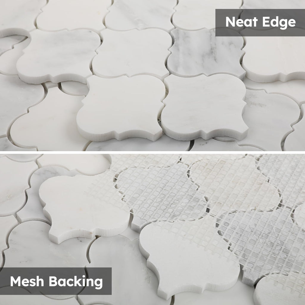 Natural Marble Mosaic Tile Honed, 3 Inch Arabesque, 5 Sheets