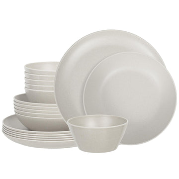 Melamine Bamboo Fiber Dinnerware Sets 18 Piece, Service for 6, White
