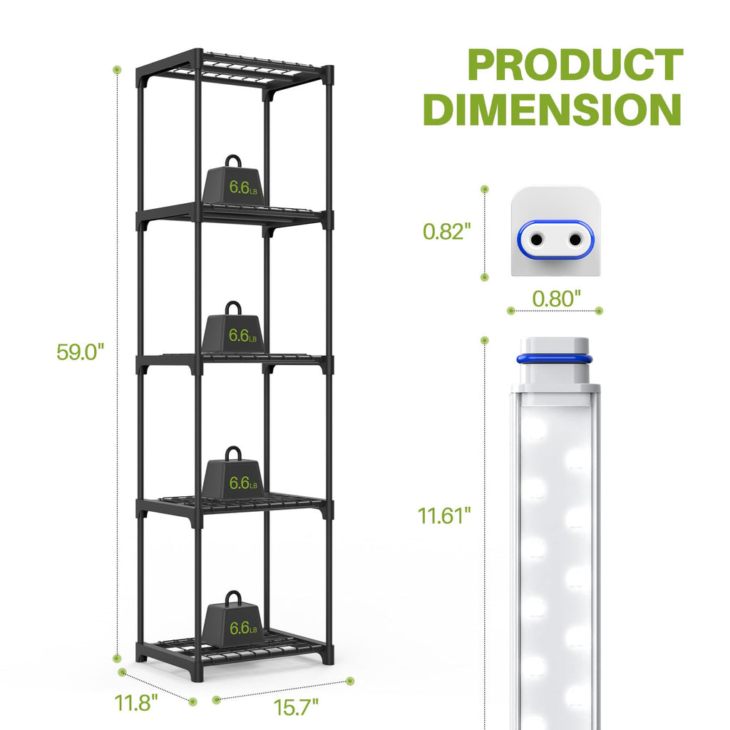 Indoor Greenhouse with Grow Lights, 11.8x15.7x59