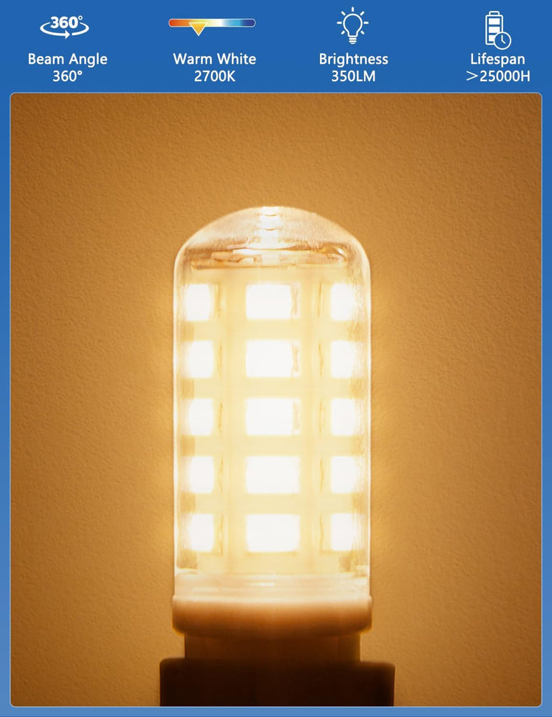 G9 Led Bulb Warm White, 3W, 350LM, 2700K, Equivalent to 30-40W Halogen, No Flicker, Non-Dimmable, 360°Beam Angle, AC