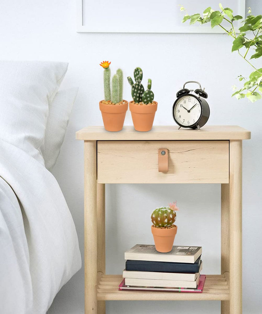 Mini Artificial Cactus Plants in Terracotta Pots 4 Pcs Potted Faux Succulents in Pots Fake Potted Plants Cactus Decor