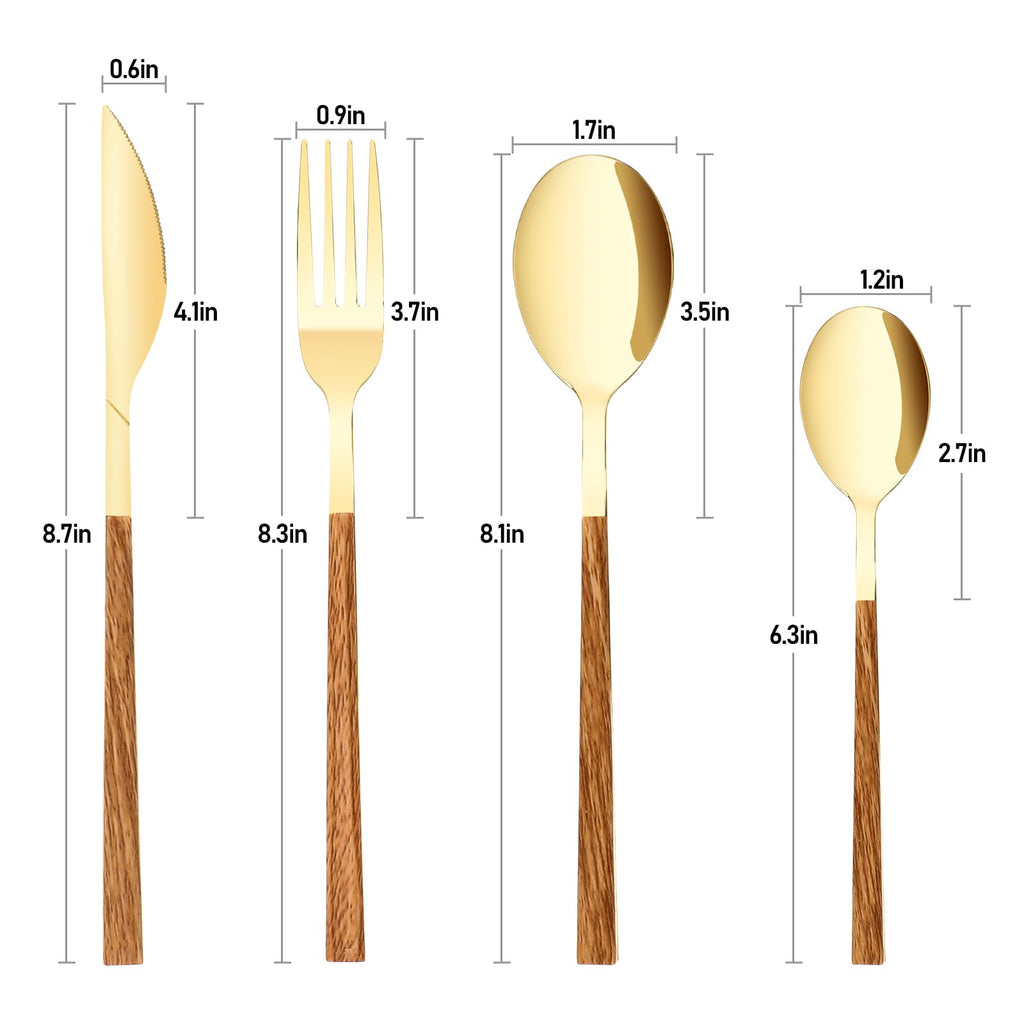 Stainless Steel Flatware Set for 4, Cutlery Utensils Set,Gold