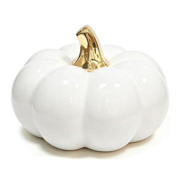 7" Artificial White Pumpkin Ceramic Decor Lifelike Faux Vegetables