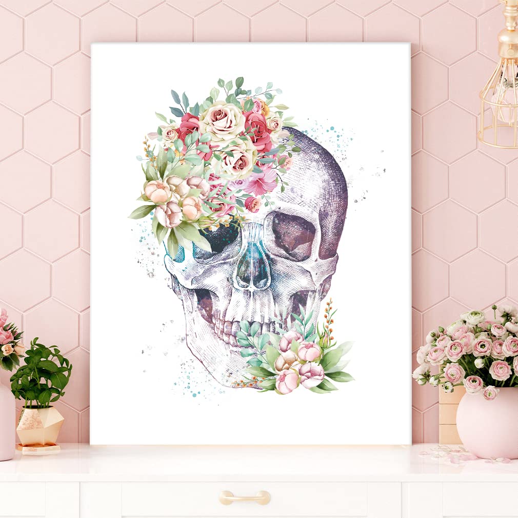 Medical Anatomical Art Set 6(8"x10") Vintage Gothic Human Anatomy Poster, Biology Floral Skeleton Classroom Wall Art