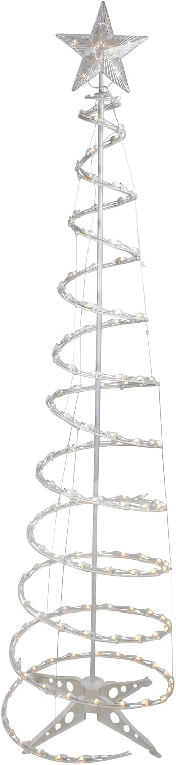Pre-Lit Spiral Outdoor Christmas Tree with Star Tree Topper - 6' - Clear Lights