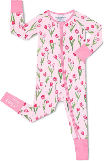 Viscose Derived from Bamboo Baby Footie Pajamas Convertible Sleeper for Baby Girl Zipper Onesie