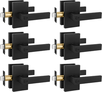 Black Door Handles Privacy Door Levers, Heavy Duty Zinc Alloy Matte Black Interior Door Handles Bathroom (6 Pack)