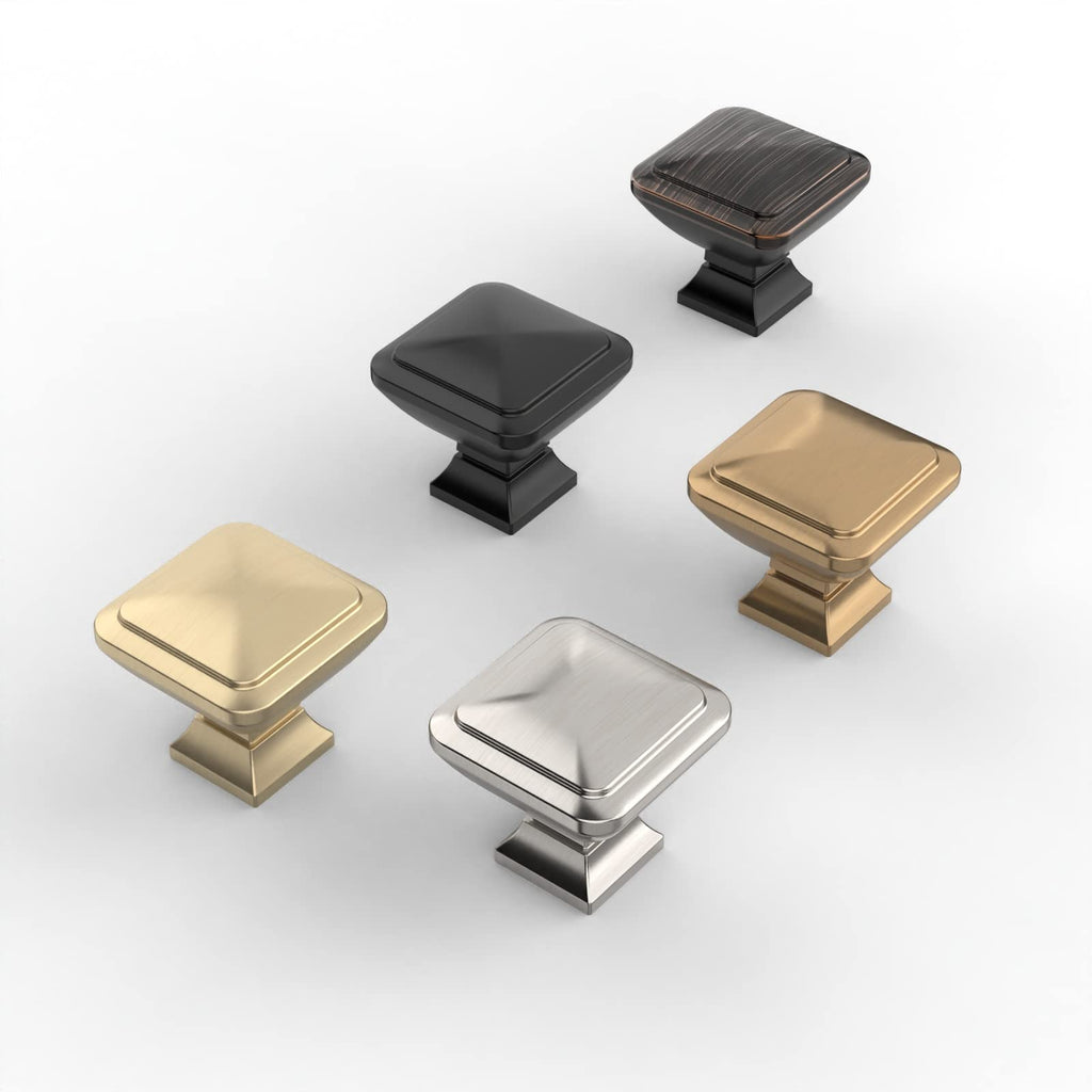 6 Pack Oil Rubbed Bronze Cabinet Knobs,Solid Square Drawer Pulls