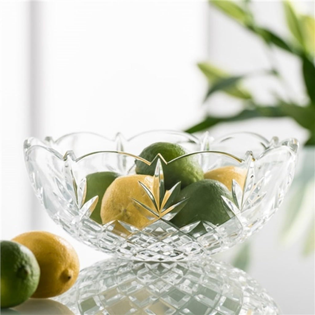Crystal Renmore 9-Inch Bowl, Clear Heavy Cut Crystal Fruit Bowl and Centerpiece Bowl for Dining Table and Home Décor