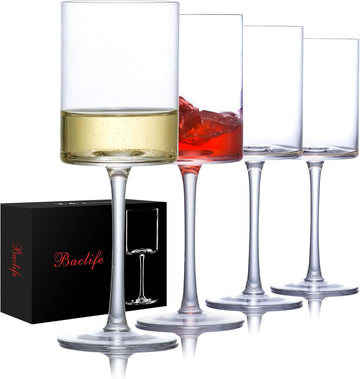 Wine Glasses Set of 4 - Hand Blown wine glass 15oz in Gift Packaging - Large White Wine Glass on Long Stem - Unique