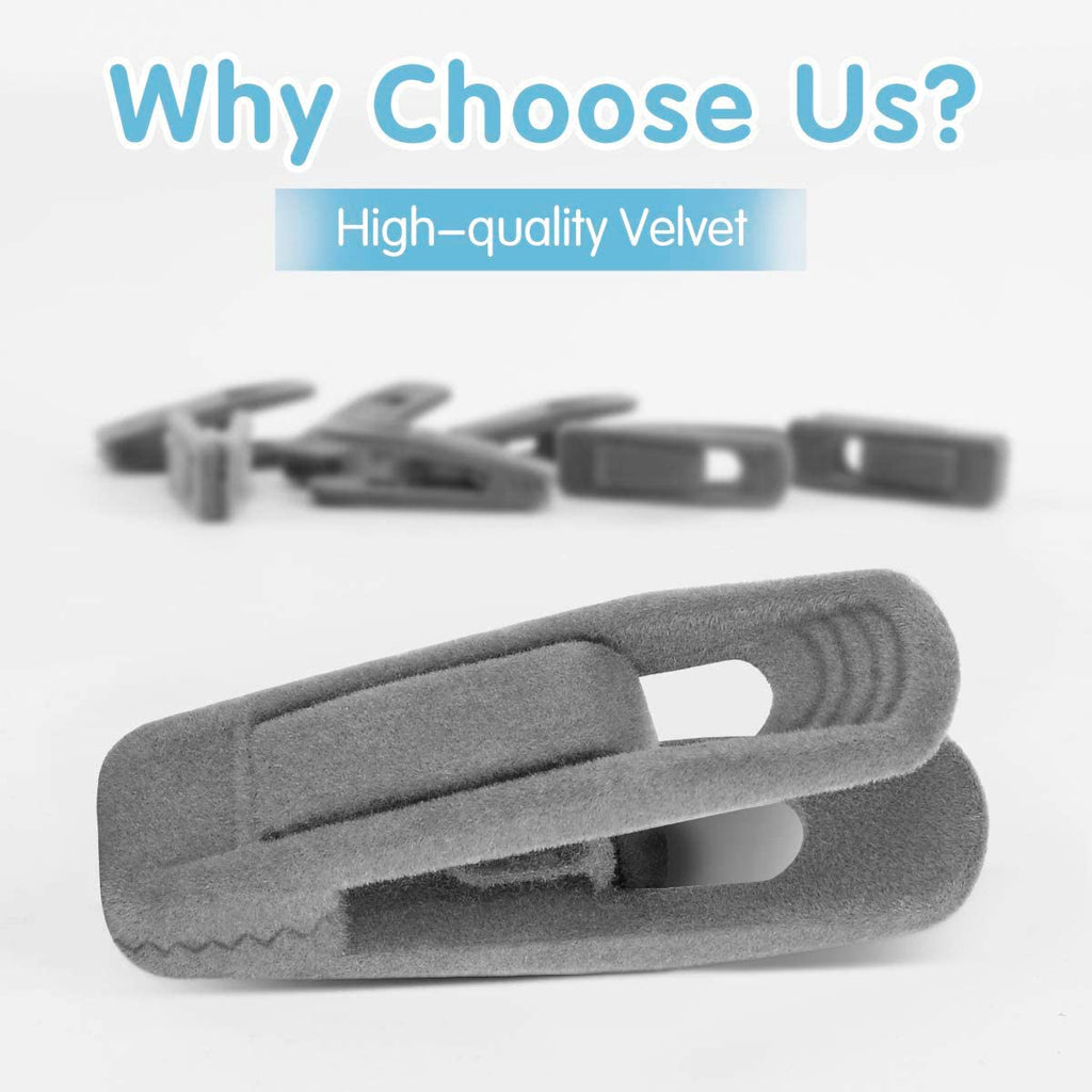 Grey Velvet Hangers Clips (80-Pack), Non-Slip Strong Velvet Hangers Clips for Velvet Skirt Hangers, Velvet Pants
