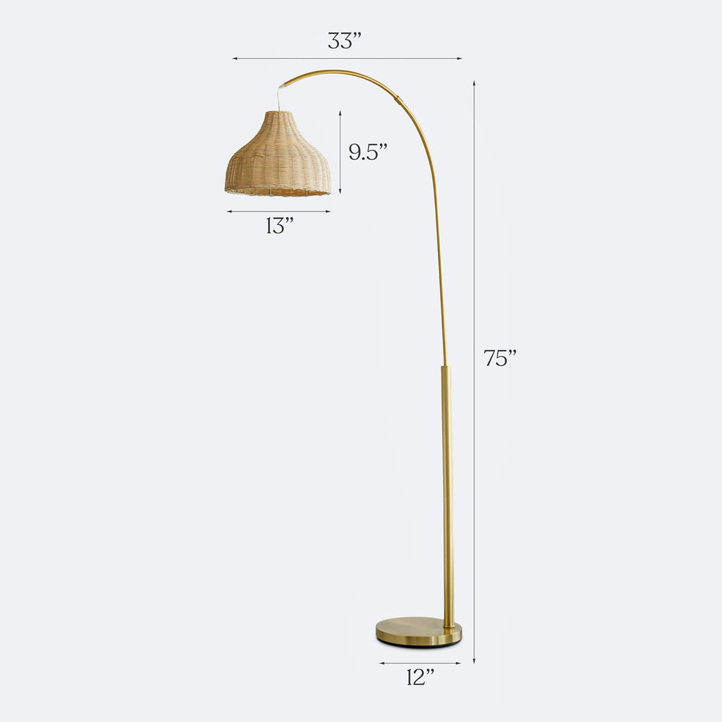 Lark Arc Lamps & Offices, Floor Lamp with Unique Hanging Wicker Shade, Standing & Tall Reading