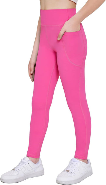 Girls Athletic Leggings Kids High Waist Yoga Pants with Pockets