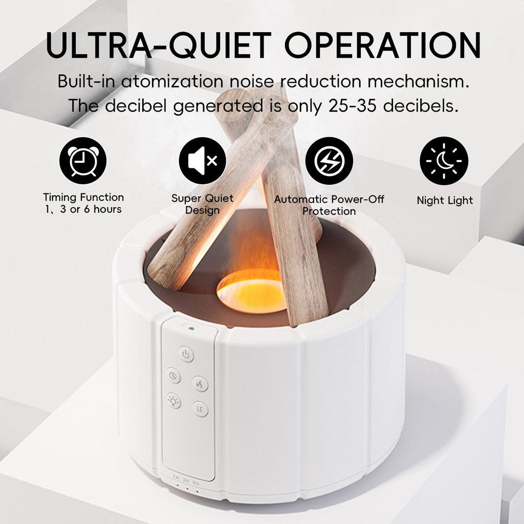 Campfire Flame Fire Diffuser, Bonfire Aromatherapy Essential Oil Diffuser, 250ml Wood Cool Mist Humidifier, Remote
