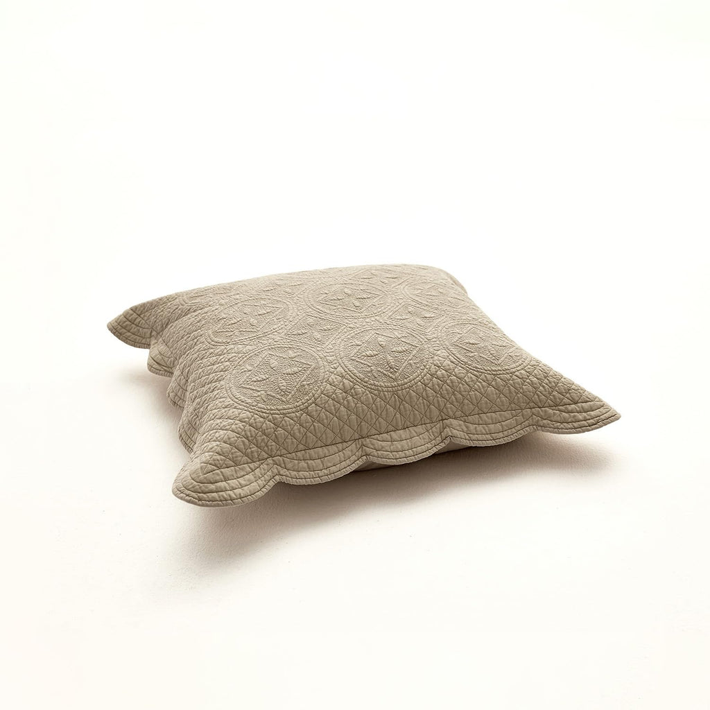 Sage Garden Luxury Pure Cotton Matelasse Quilted Pillow Sham, Euro, 26x26, Coffee