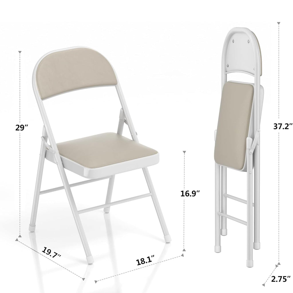 Folding Chairs Set, Indoor Outdoor, Beige & White