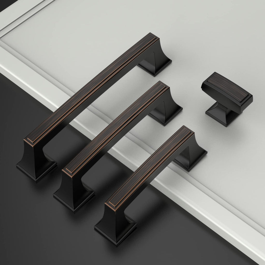 10 Pack Oil Rubbed Bronze Cabinet Pulls 3-3/4 Inch(96mm) Hole Center Cabinet Hardware Kitchen Cabinet Handles Drawer
