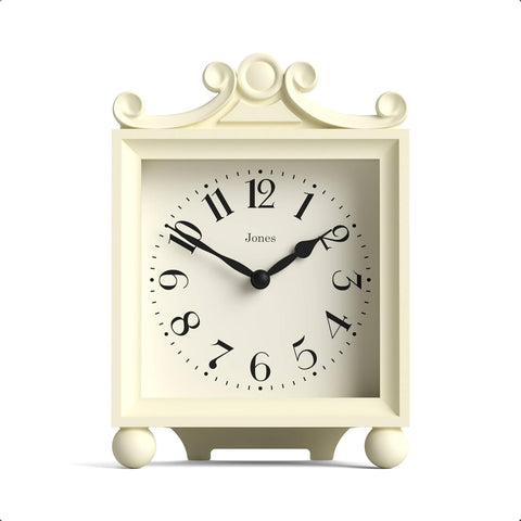 JONES CLOCKS Parlour Mantel Clock | Small Classic Carriage Clock | Cream | Elegant Square Decorative case