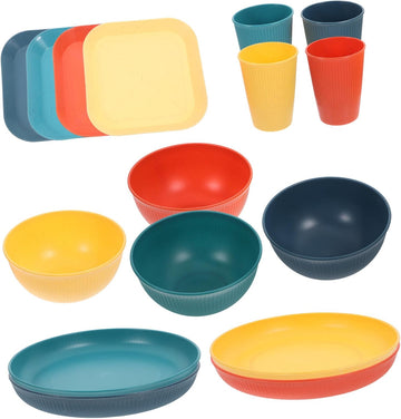 Unbreakable Dinnerware Set 16 Piece PP Plates Bowls Cups for Xmas