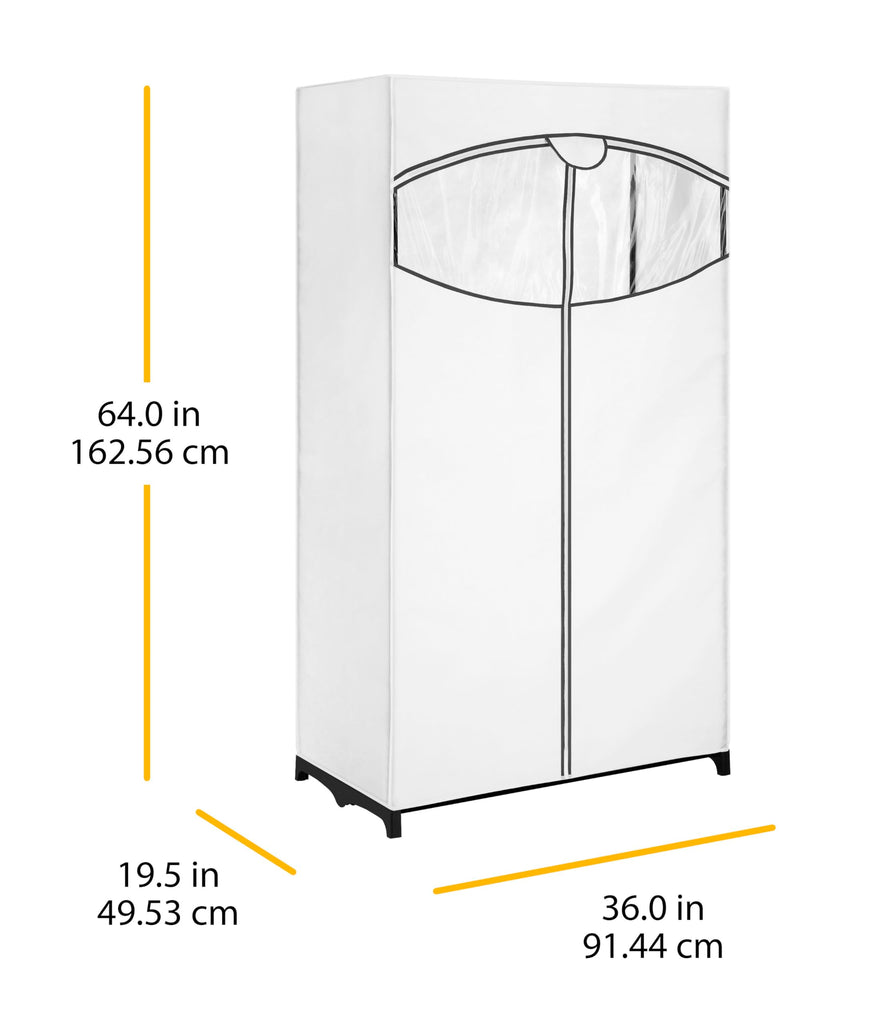 White, Clothes Closet fabric cover, 36"