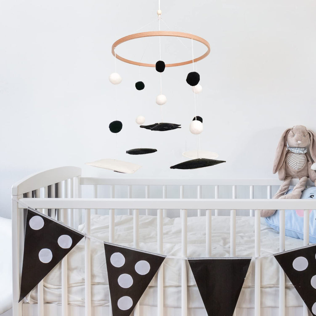 Montessori Mobile, Black and White Baby Crib Mobile, Neutral Nursery Mobile Decoration for Pack N Play, for Baby Boy