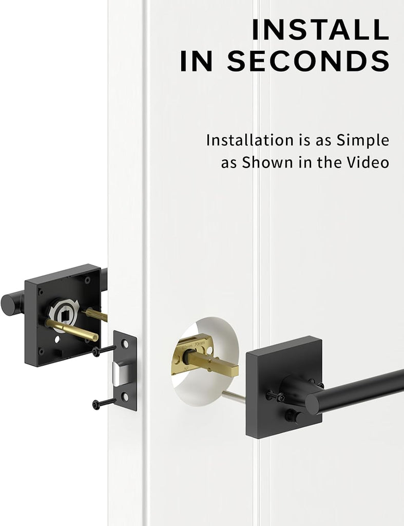 8 Pack Black Privacy Door Handles, Door Lever with Door Knobs Indoor or Bathroom