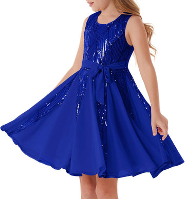 Dress for Girls Sparkly Sequin Fancy Party Formal Homecoming Birthday Sleeveless