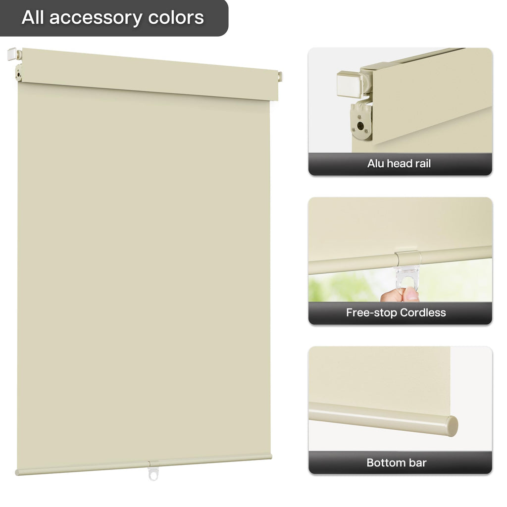 No Drill Blackout Roller Shades, Beige