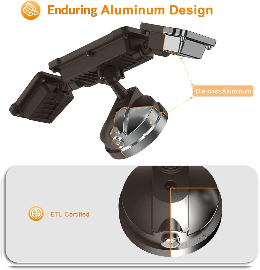 LED Outdoor Flood Lights 3500LM 35W Security Light Dusk to Dawn | 5500K White Light, IP65 Waterproof, Hardwired, Easy