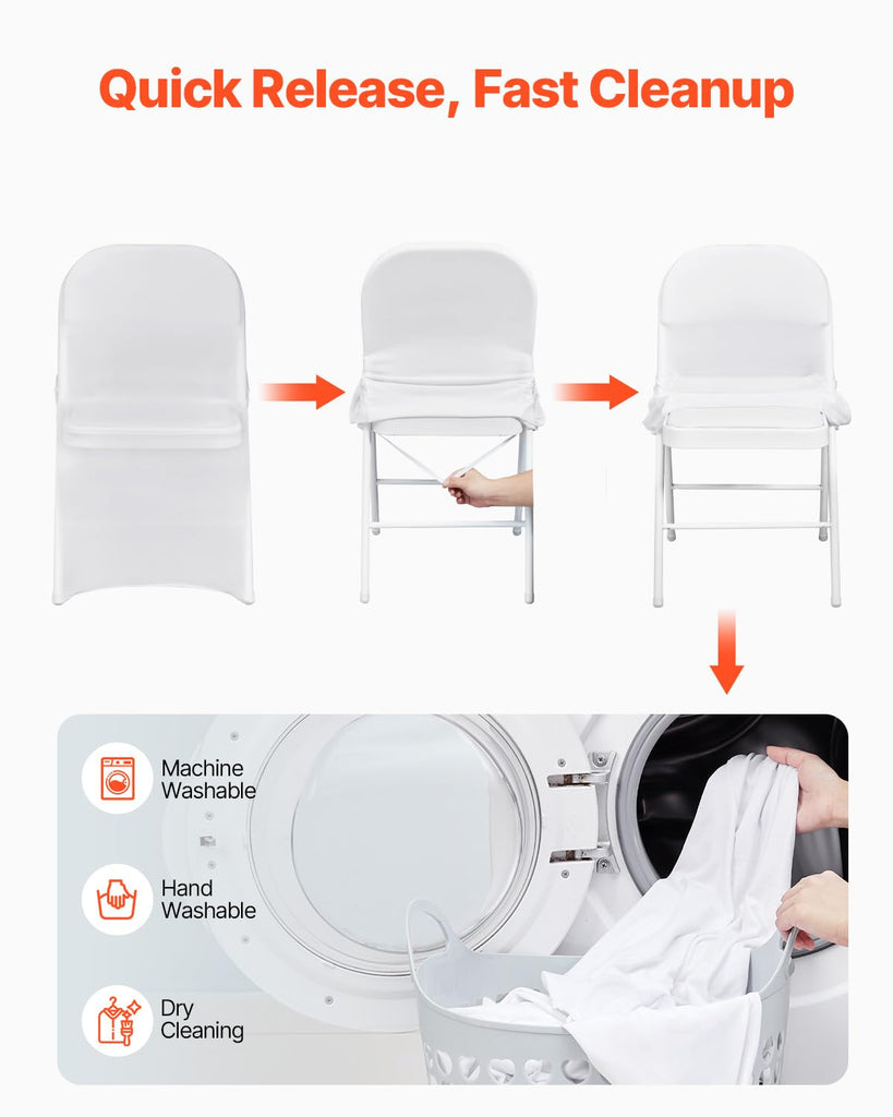 30 Pcs Stretch Spandex Folding Chair Covers Universal Fitted White
