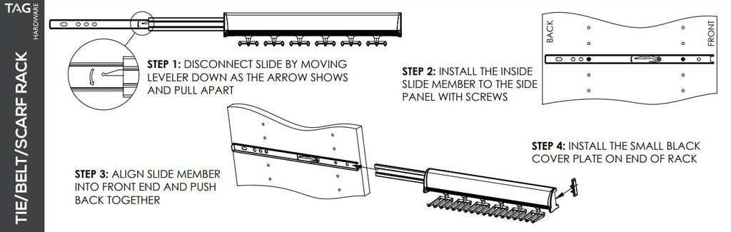 Designer 15 Hook Full Extension Telescopic Tie Rack Closet Organizer (Polished Chrome)