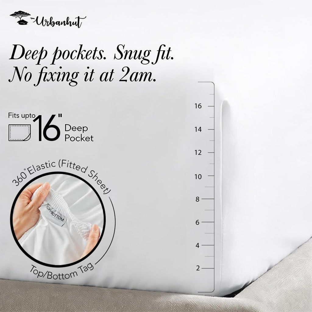 100% Cotton Sheets California King Size, 400 Thread Count - 4Pc Sheet Set for Cal King Size Bed, Long Staple Sateen