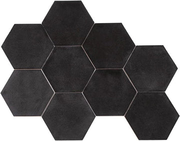 Oasis Tile Marthas Manor Montigo Chimeny Hex | 4x5 Glossy Ceramic Tile | Sleek black glossy hexagon ceramic for
