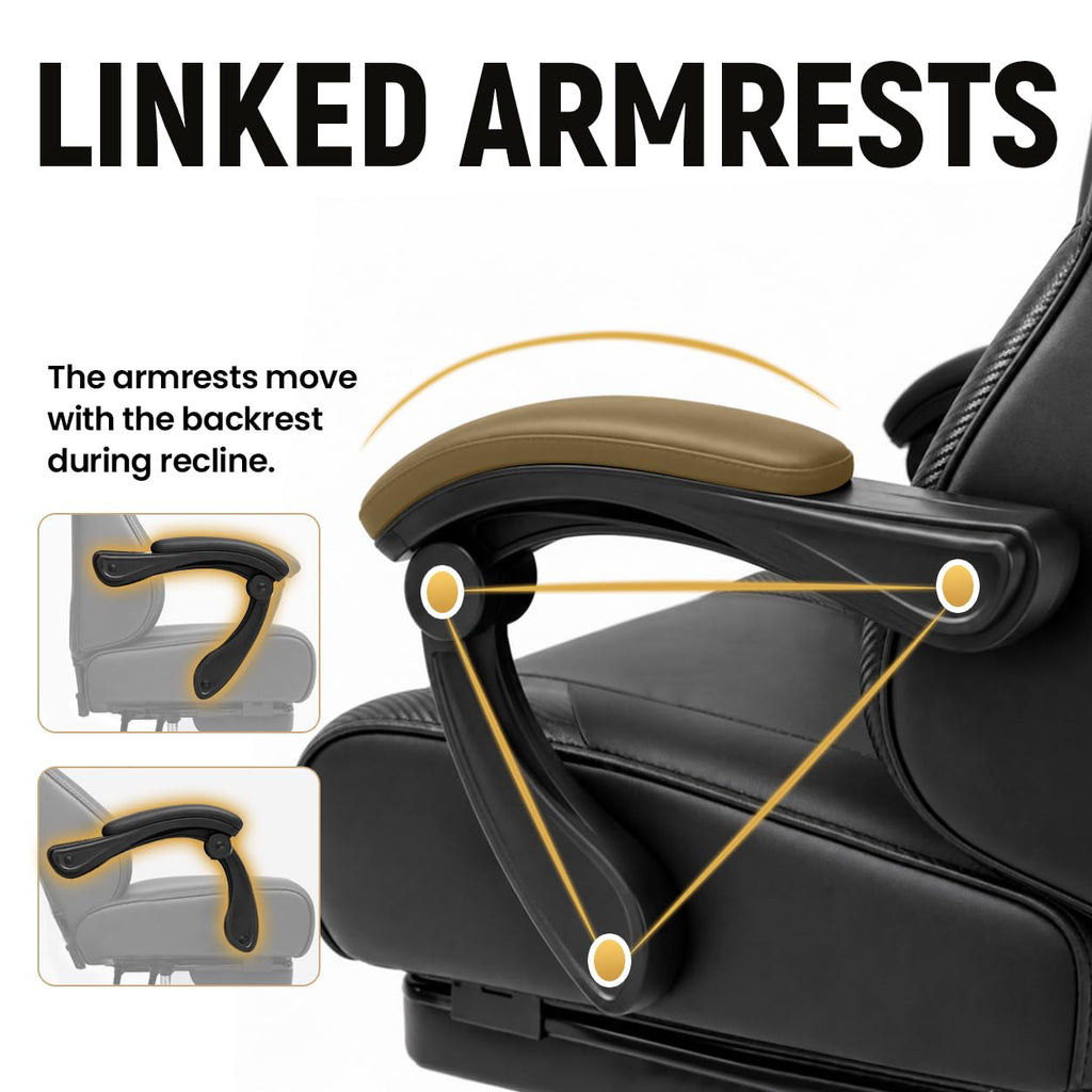 Gaming Chair for Adults with Footrest, Upgraded Ergonomic Chair, All Black