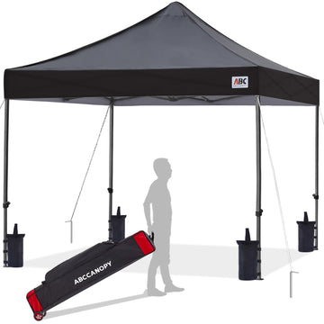 Pop Up Canopy - 8x8 Outdoor Patio Portable Canopy Tent Heavy Duty for Backyard and Deck with 4 SandBags(Black, 8x8)