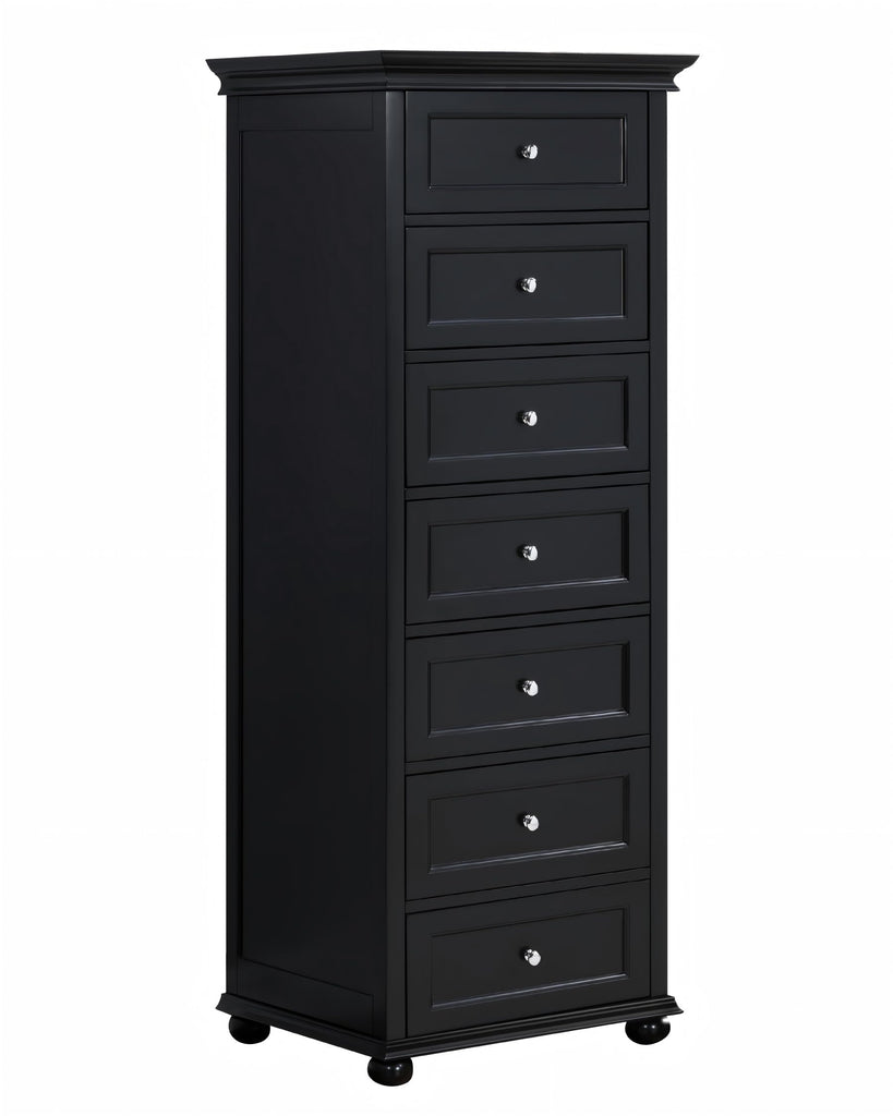 Tall Skinny Dresser with 7 Drawers, Black Narrow Wood Dresser