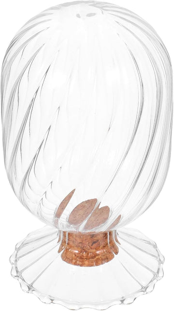 Helix Shaped Glass Cloche Match Jar with Lid Decorative Glass Container Fireplace Display Accent