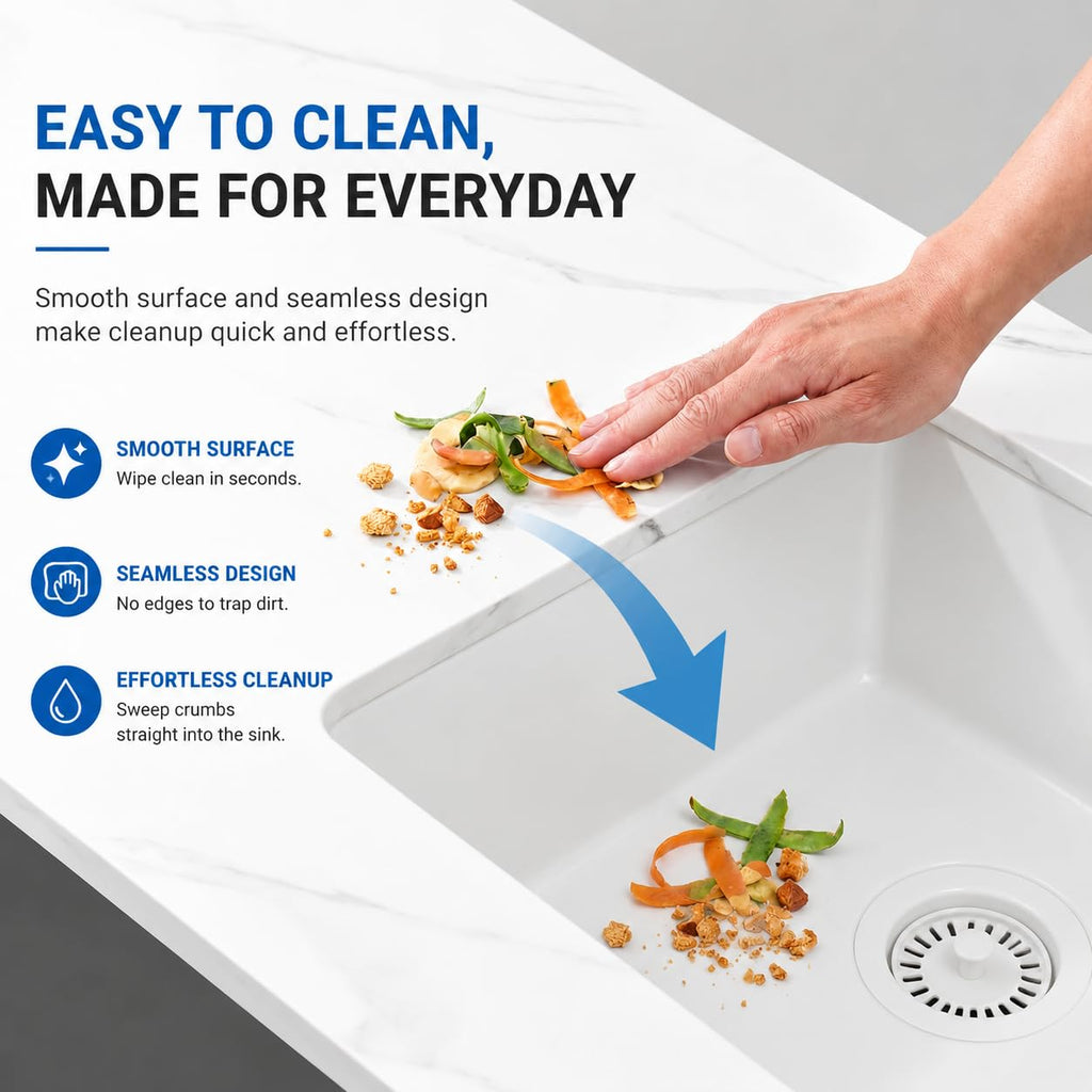 White Bar Sink, 13" x 15" x 10" Undermount Granite Composite Kitchen Sink
