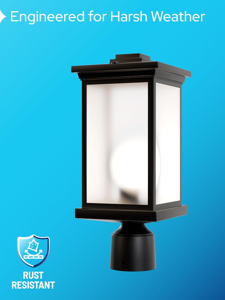 Outdoor Post Light Fixture, Fits 3" Lamp Post Outdoor Lighting - Anti-Rust Waterproof Lantern Pole Light