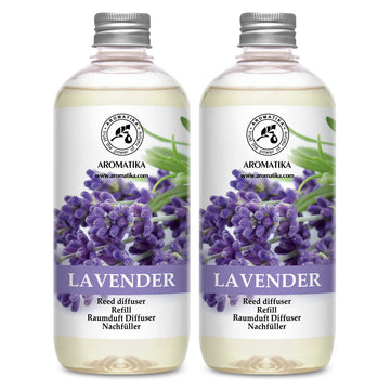 Reed Diffuser Refill Lavender with Lavender Essential Oil 34 Fl Oz - 2 x 500ml - Fragrance Oil Reed Diffuser Refill
