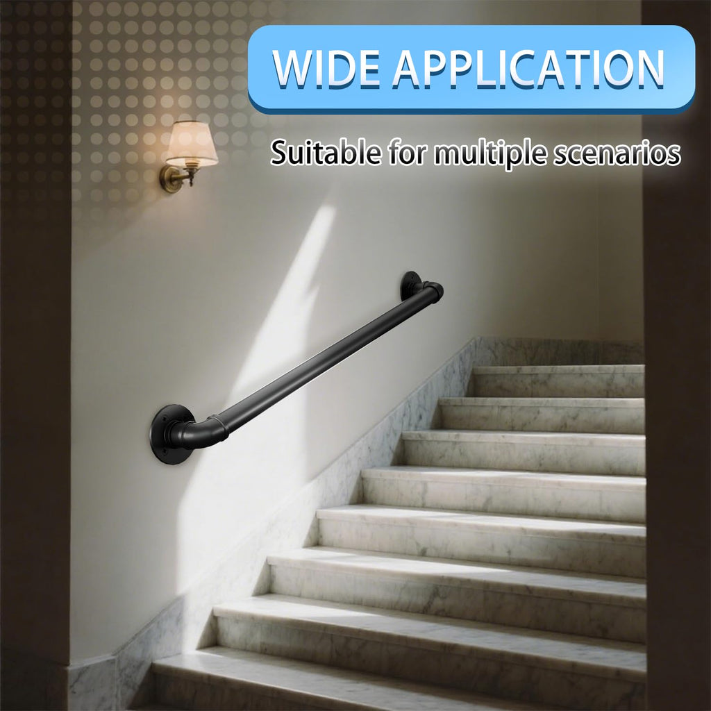 3.3FT Industrial Pipe Stair Handrail, Black