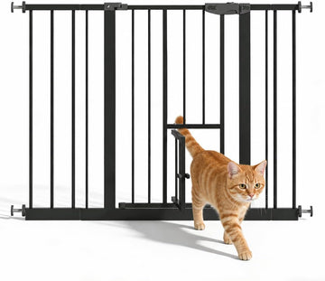 Pet Gate with Cat Door, 29.5-44.1" Adjustable Metal Gate