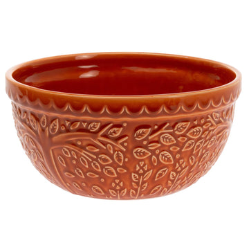 Ceramic Bowl Fall Autumn Thanksgiving Embossed Leaf Serving Dish, Large/5 Cups, Spicy Orange