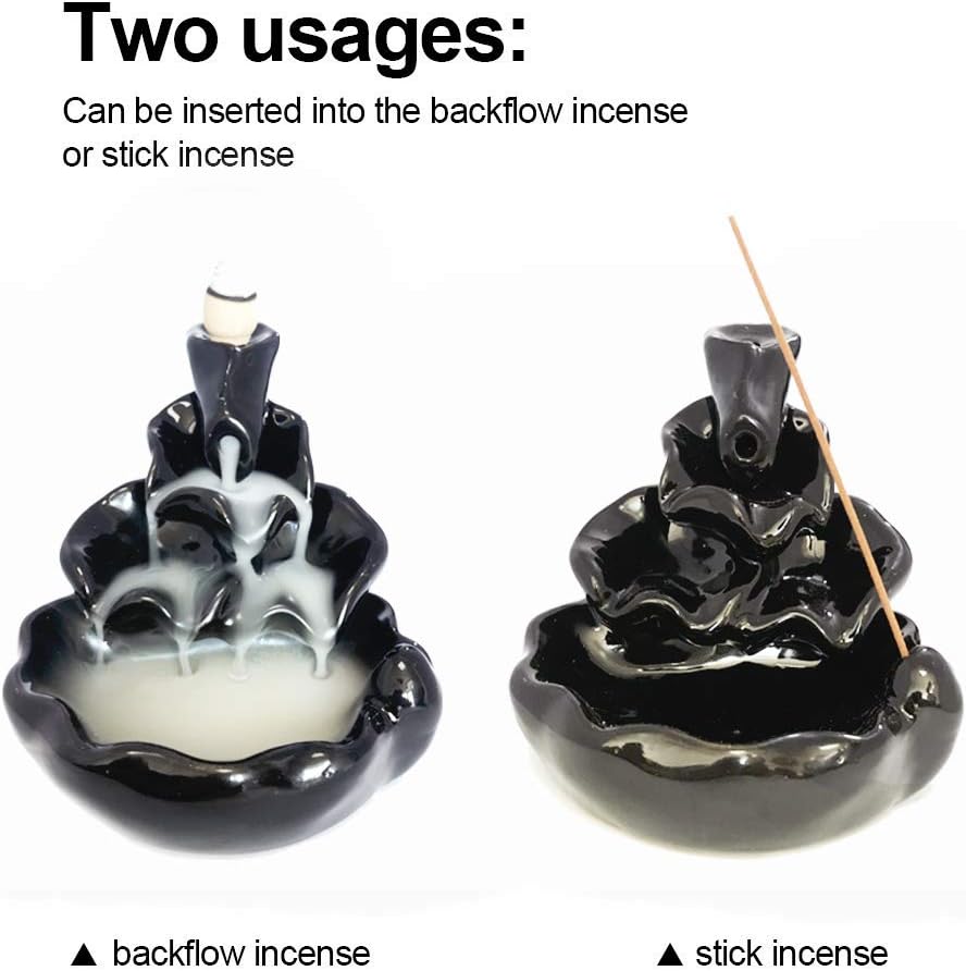 Waterfall Incense Burner, Backflow Incense Holder with 10 Cones
