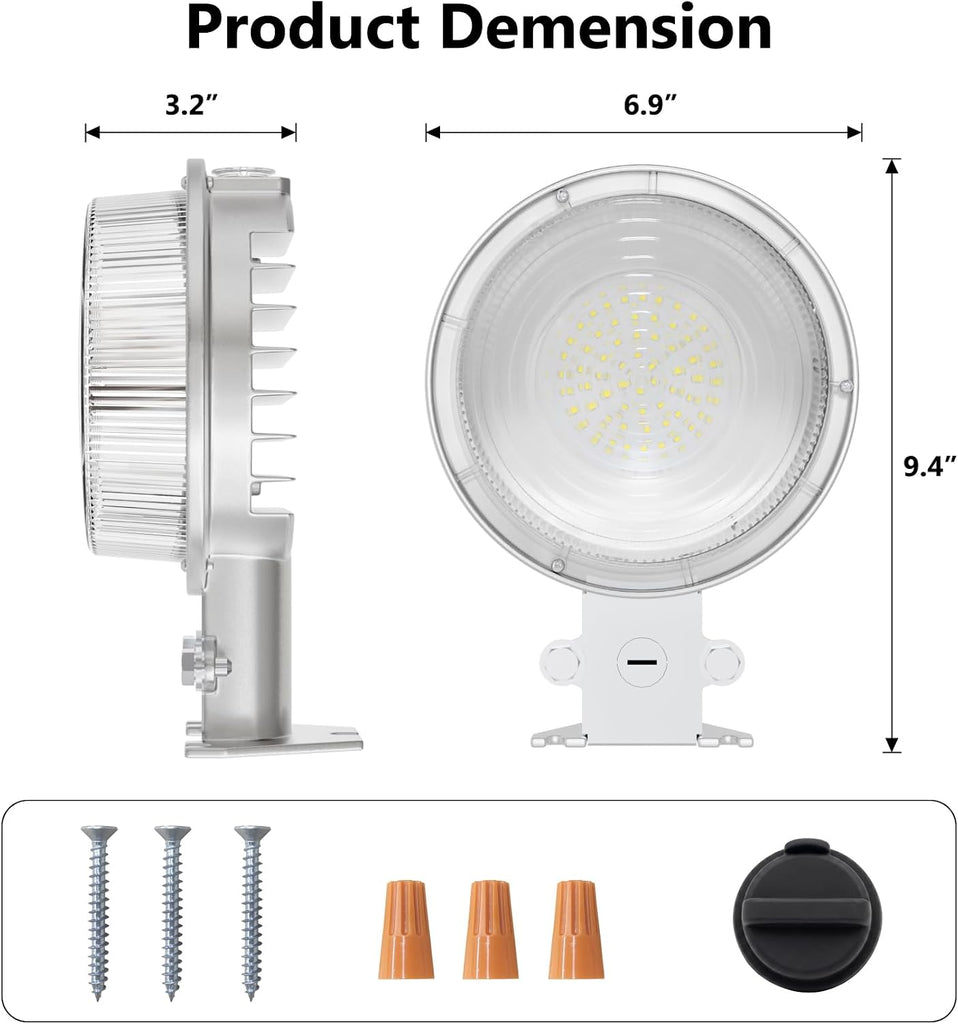 55W 6600LM LED Barn Light, 5000K, ETL Listed, Silver, 1 Pack | Dusk to Dawn Outdoor Security Light, 120V