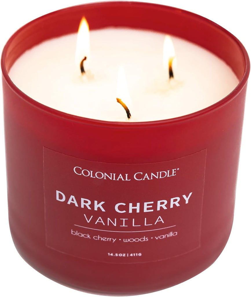 Dark Cherry Vanilla Scented Jar Candle, Pop of Color Collection, 3 Wick, 14.5 oz - Up to 60 Hours Burn - Set of 145