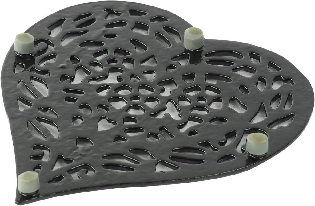 Heart Shaped Cast Iron Trivet with Rubber Feet, Vintage/Rustic
