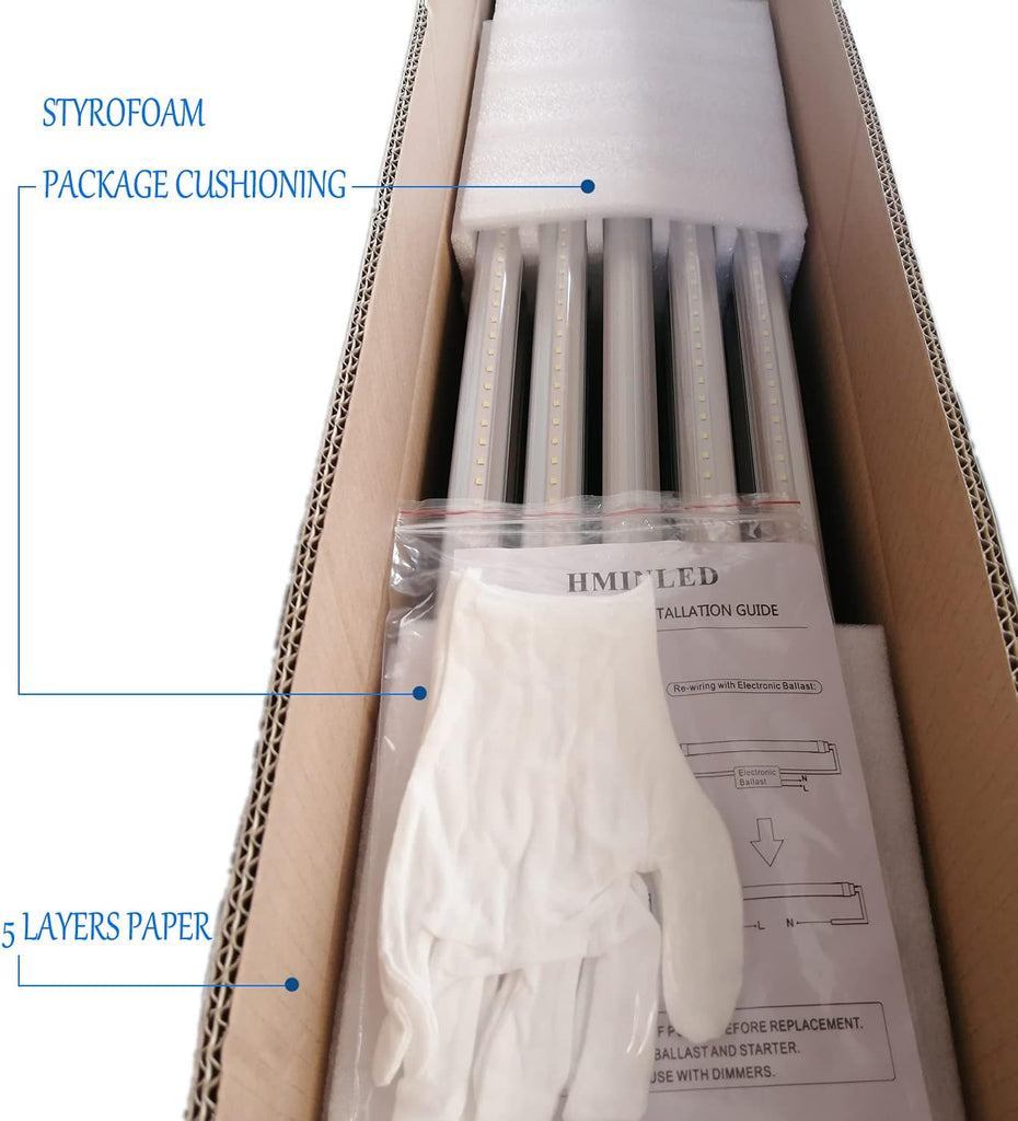 4FT T8 LED Tube Lights 25-Pack, 22W 3000LM 6000K Ballast Bypass